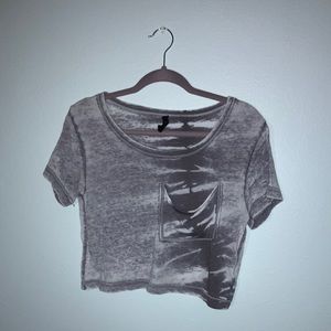 Gray tie dye crop top